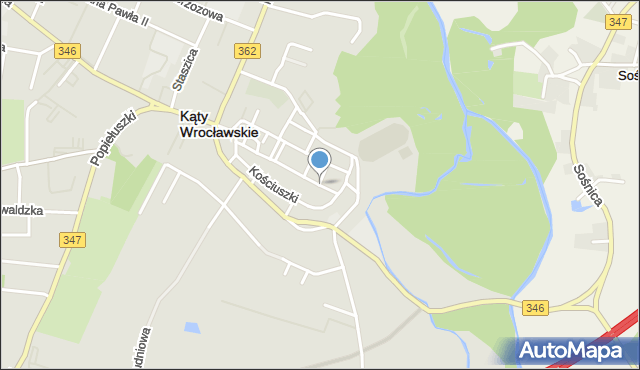 Kąty Wrocławskie, Okulickiego Leopolda, gen., mapa Kąty Wrocławskie