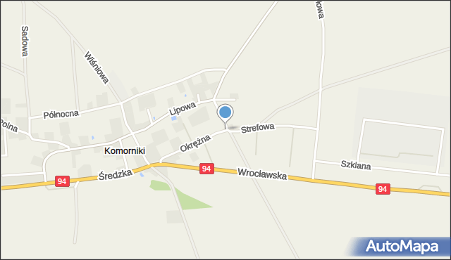 Komorniki gmina Środa Śląska, Okrężna, mapa Komorniki gmina Środa Śląska