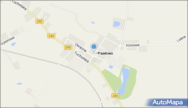 Pawłowo gmina Chojnice, Okrężna, mapa Pawłowo gmina Chojnice