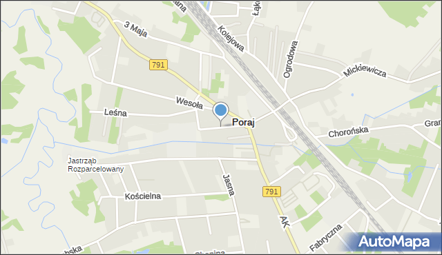 Poraj powiat myszkowski, Okrężna, mapa Poraj powiat myszkowski