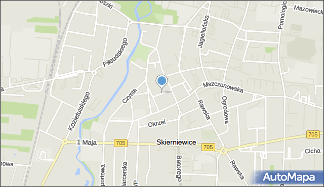 Skierniewice, Okurzałego Michała, mapa Skierniewic