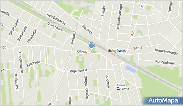 Sulejówek, Okrzei Stefana, mapa Sulejówek