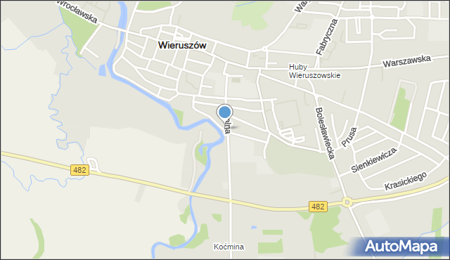 Wieruszów, Okrzei Stefana, mapa Wieruszów