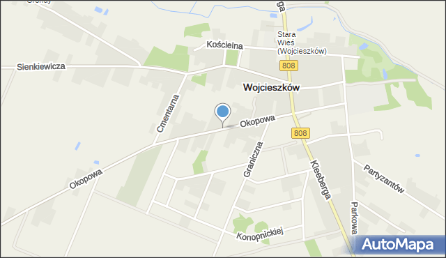 Wojcieszków, Okopowa, mapa Wojcieszków