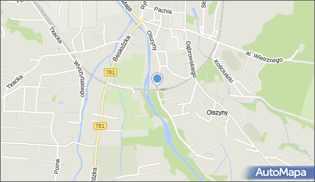 Andrychów, Olszyny, mapa Andrychów