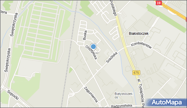 Białystok, Olsztyńska, mapa Białegostoku