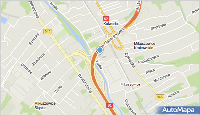 Bielsko-Biała, Olszynowa, mapa Bielsko-Białej