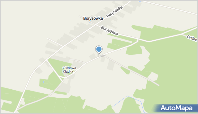 Borysówka gmina Hajnówka, Olchowa Kładka, mapa Borysówka gmina Hajnówka