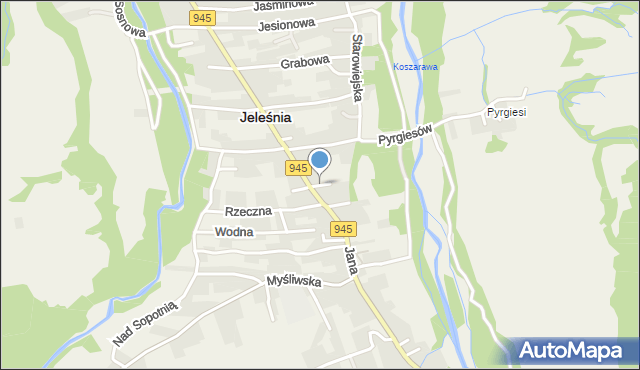 Jeleśnia, Olszynowa, mapa Jeleśnia