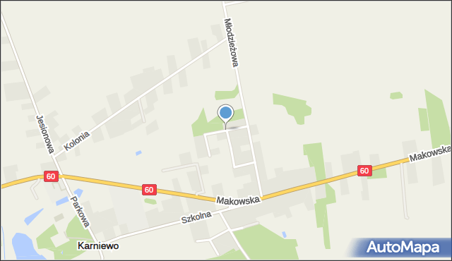 Karniewo powiat makowski, Olszynowa, mapa Karniewo powiat makowski