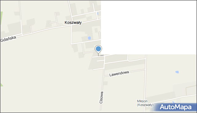 Koszwały, Olchowa, mapa Koszwały