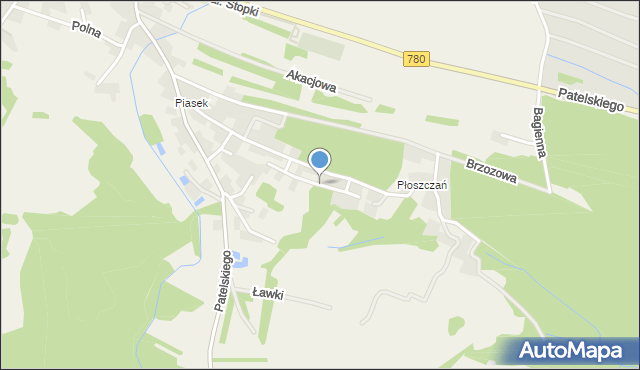 Kwaczała, Olchowa, mapa Kwaczała