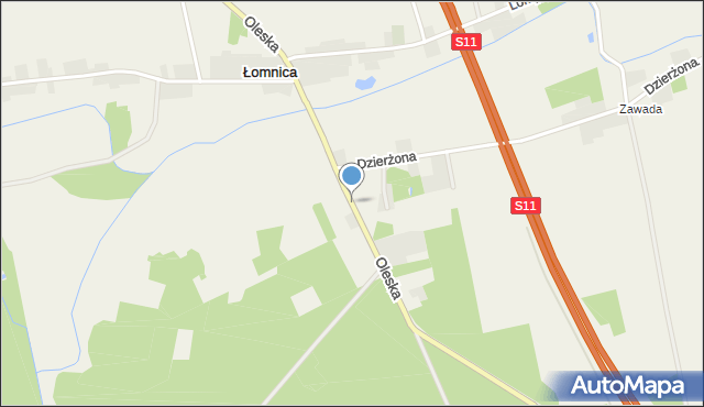 Łomnica gmina Olesno, Oleska, mapa Łomnica gmina Olesno