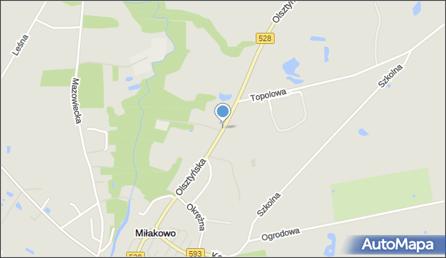 Miłakowo, Olsztyńska, mapa Miłakowo
