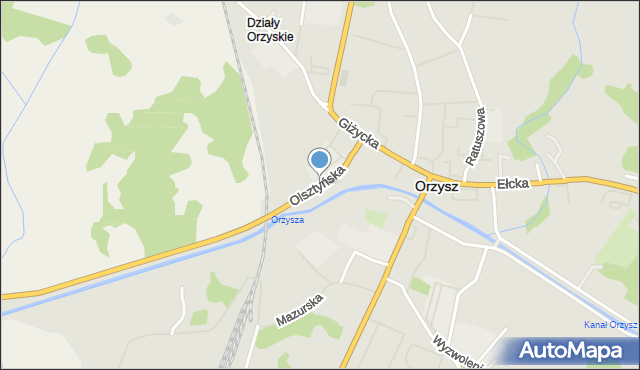 Orzysz, Olsztyńska, mapa Orzysz