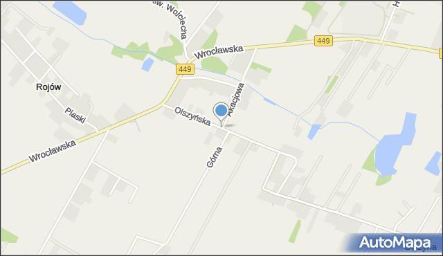 Rojów, Olszyńska, mapa Rojów