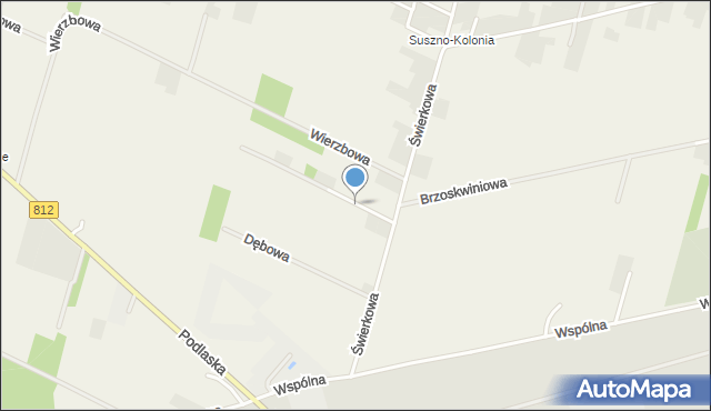 Suszno, Olszana, mapa Suszno