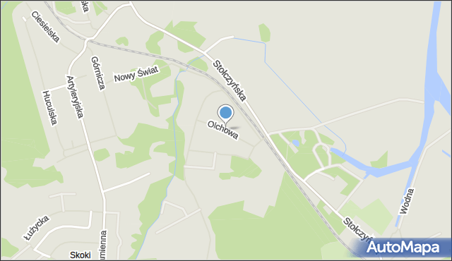 Szczecin, Olchowa, mapa Szczecina