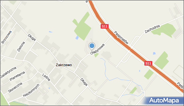 Zakrzewo gmina Dopiewo, Olszynowa, mapa Zakrzewo gmina Dopiewo
