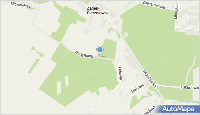 Zamek Bierzgłowski, Olszynowa, mapa Zamek Bierzgłowski