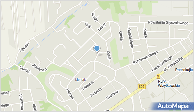 Lublin, Oniegina, mapa Lublina