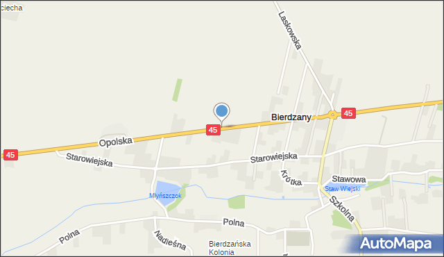 Bierdzany gmina Turawa, Opolska, mapa Bierdzany gmina Turawa