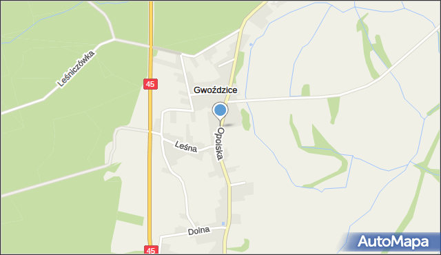 Gwoździce, Opolska, mapa Gwoździce