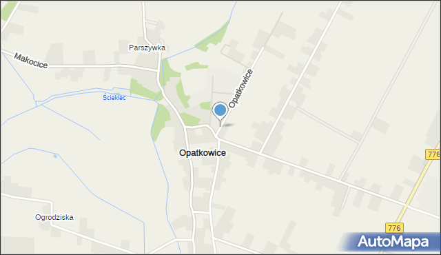 Opatkowice gmina Proszowice, Opatkowice, mapa Opatkowice gmina Proszowice