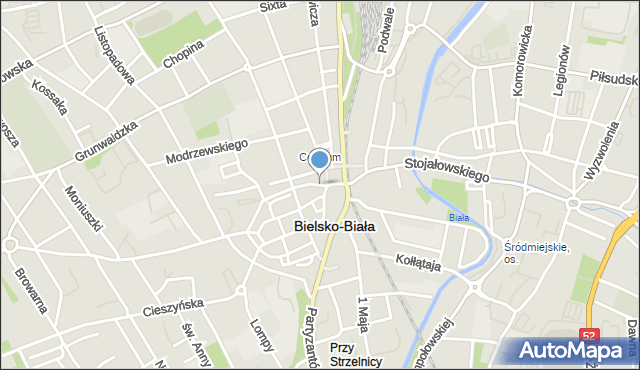 Bielsko-Biała, Orkana Władysława, mapa Bielsko-Białej