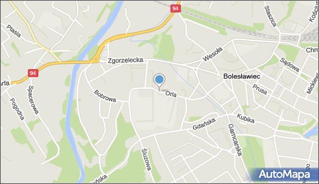Bolesławiec, Orla, mapa Bolesławca