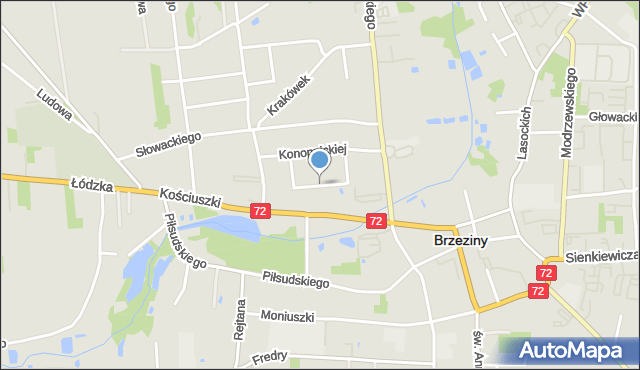 Brzeziny, Orzeszkowej Elizy, mapa Brzeziny