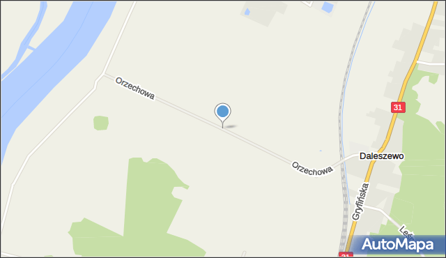 Daleszewo, Orzechowa, mapa Daleszewo