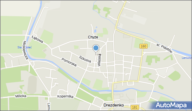 Drezdenko, Orlikowa, mapa Drezdenko