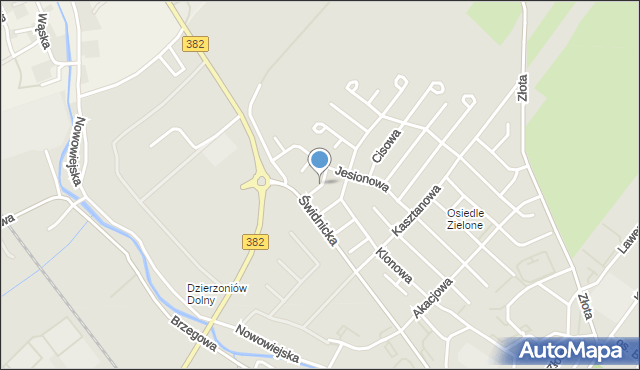 Dzierżoniów, Orzechowa, mapa Dzierżoniów