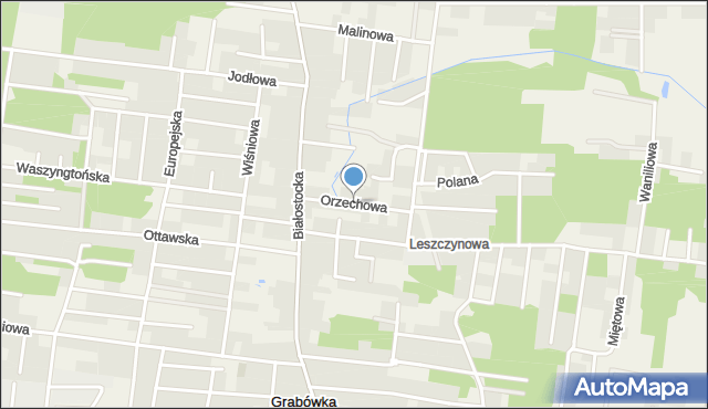 Grabówka powiat białostocki, Orzechowa, mapa Grabówka powiat białostocki