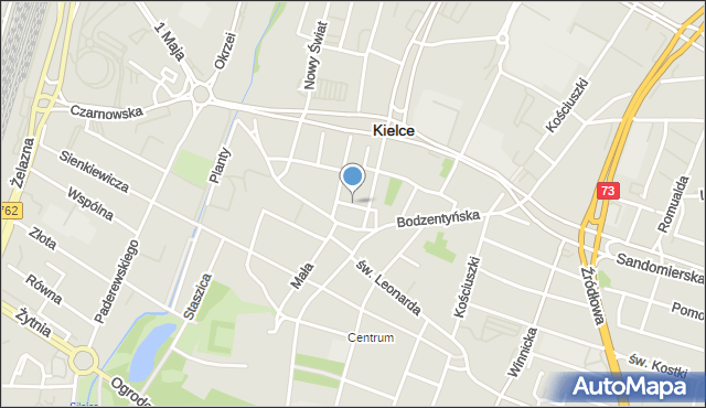 Kielce, Orla, mapa Kielc
