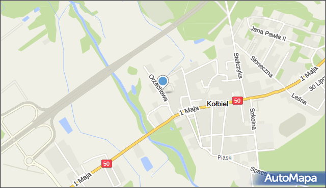 Kołbiel, Orzechowa, mapa Kołbiel