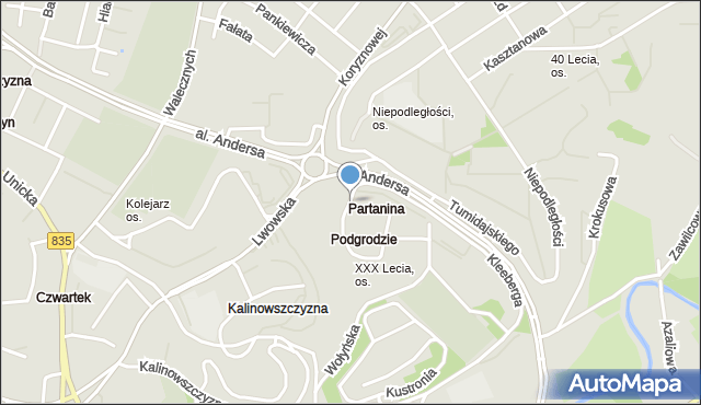 Lublin, Orlika-Ruckemana Wilhelma, mapa Lublina