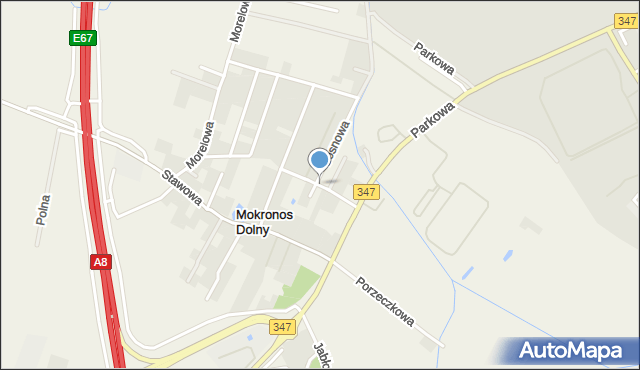 Mokronos Dolny, Orzechowa, mapa Mokronos Dolny