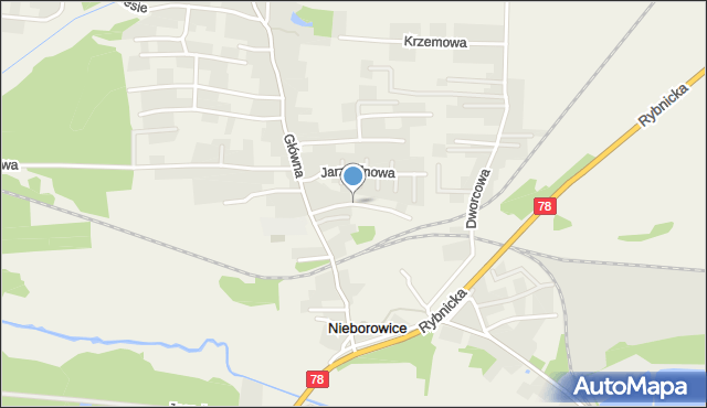 Nieborowice, Orzechowa, mapa Nieborowice