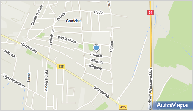 Opole, Orkana Władysława, mapa Opola