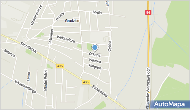 Opole, Orkana Władysława, mapa Opola