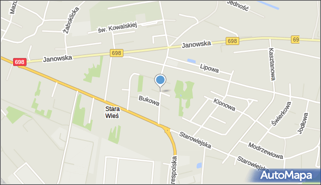 Siedlce, Orzechowa, mapa Siedlce