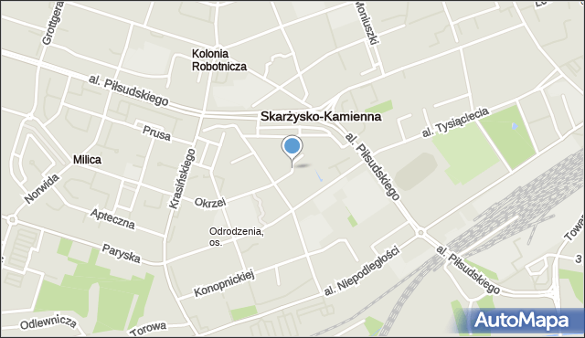 Skarżysko-Kamienna, Orkana Władysława, mapa Skarżysko-Kamienna