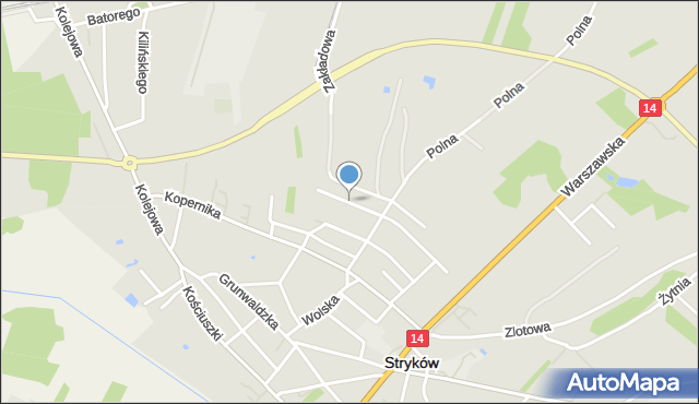 Stryków powiat zgierski, Orzeszkowej Elizy, mapa Stryków powiat zgierski