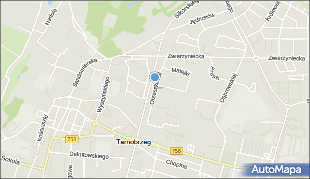 Tarnobrzeg, Orzeszkowej Elizy, mapa Tarnobrzegu