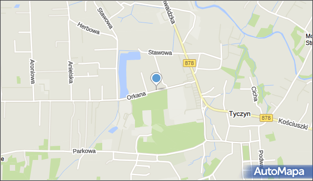 Tyczyn powiat rzeszowski, Orkana Władysława, mapa Tyczyn powiat rzeszowski