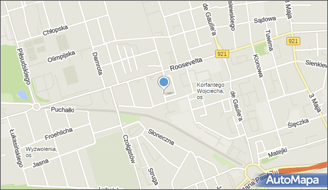 Zabrze, Orkana Władysława, mapa Zabrza