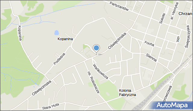 Chrzanów, Oświęcimska, mapa Chrzanów