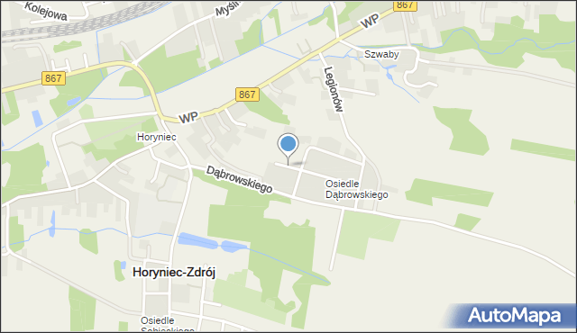 Horyniec-Zdrój, Osiedle Dąbrowskiego Henryka, gen., mapa Horyniec-Zdrój